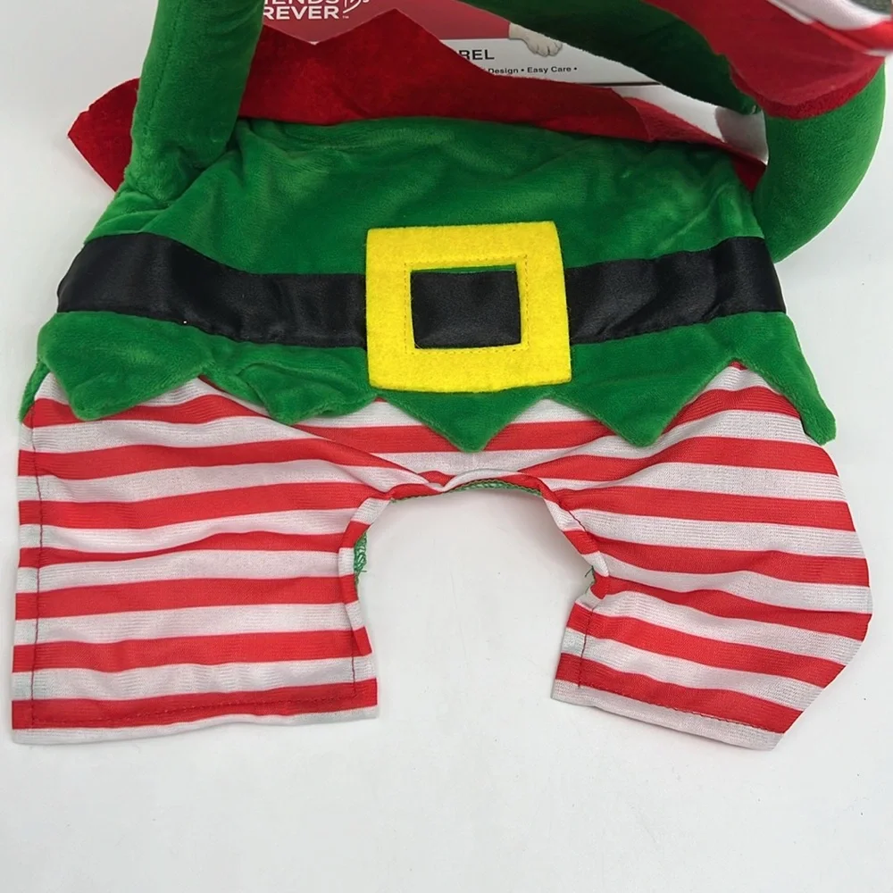Friends Forever Dog Apparel Elf Christmas Costume with‎ Hat Hook and Loop size L